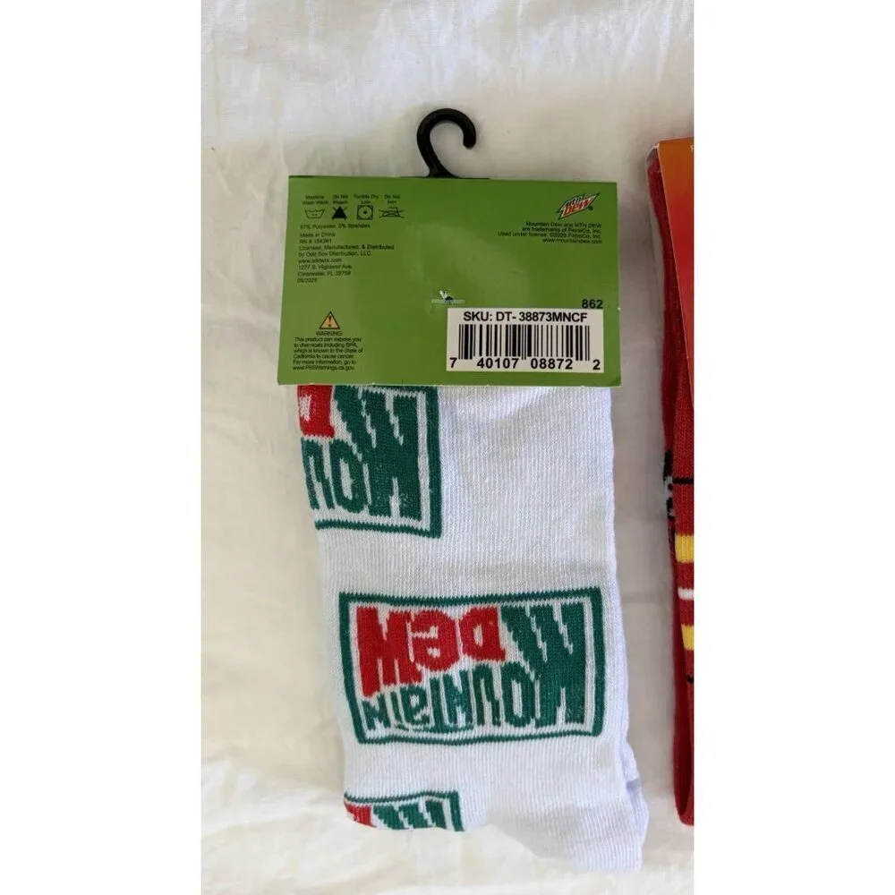 Novelty Theme 3 Pairs Adult 6-12 Red Hots Mountain Dew Hersheys Candy Fun Drink